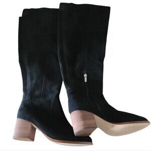 marc fisher women's black wide-calf faux suede over the knee boots size 8.5